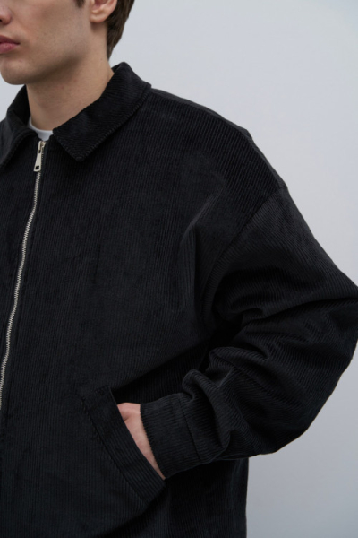 Куртка-бомбер Cotton Velvet из итальянского вельвета с утеплителем BUCHNER, цвет: Чёрный, CO0123007BL купить онлайн