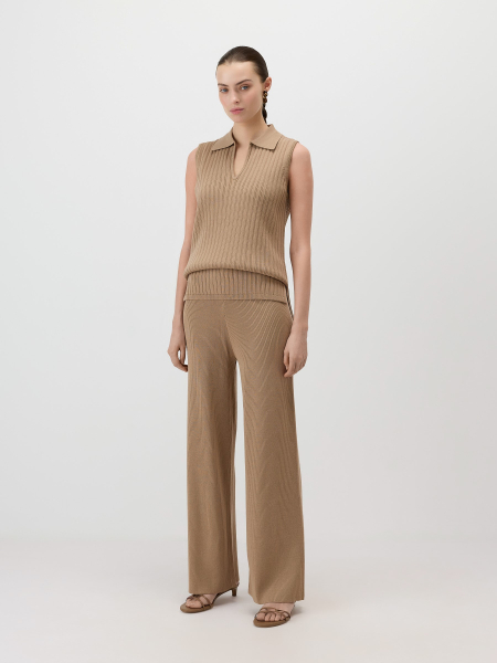 Трикотажные брюки в рубчик Conso, цвет: бежевый, KTR 260734 - бежевый купить онлайн