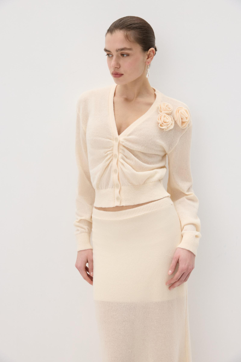 Кардиган с декоративной сборкой Charmstore, цвет: кремовый, 305-42385-112 купить онлайн