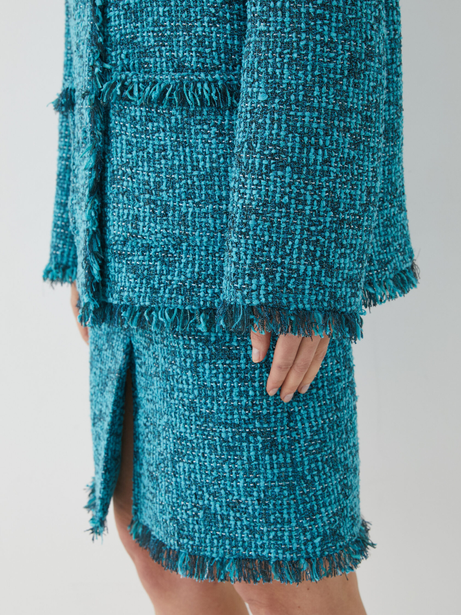 Жакет твидовый Marou, цвет: голубой,  купить онлайн