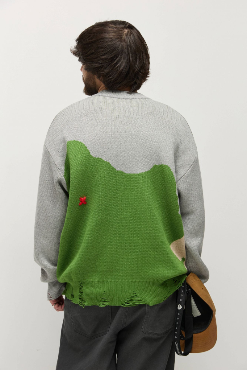 Джемпер Around x Гастроли AROUND, цвет: серый/зеленый, 219_143C01 купить онлайн