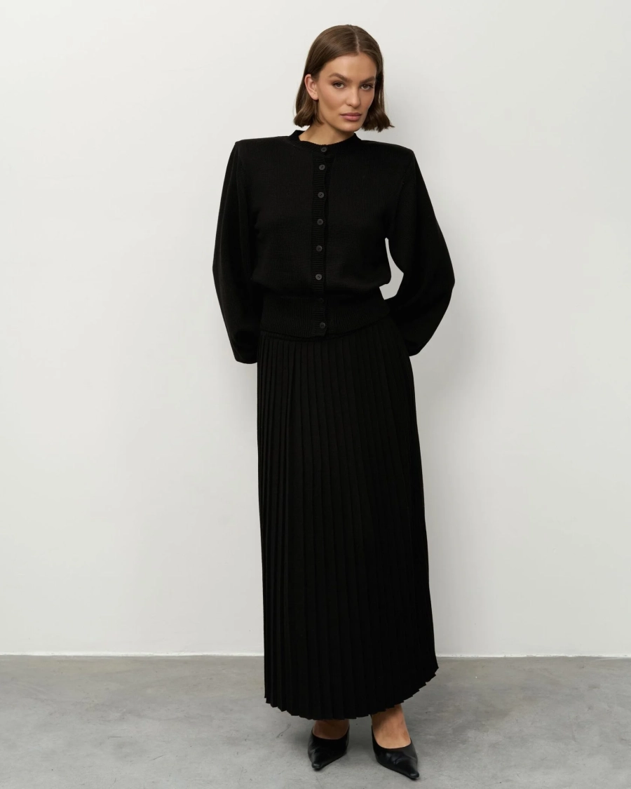 Вязаный костюм с длинной юбкой YONSRU, цвет: Черный, 822 купить онлайн