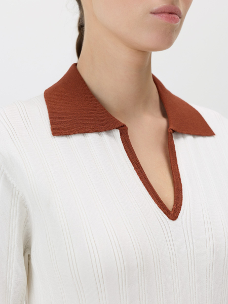 Платье с воротником-поло Conso, цвет: молочный/терракотовый, KDL 260731 - молочный/терракотовый купить онлайн