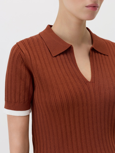 Пуловер в стиле поло Conso, цвет: терракотовый/молочный, KPS 260732 - терракотовый/молочный купить онлайн