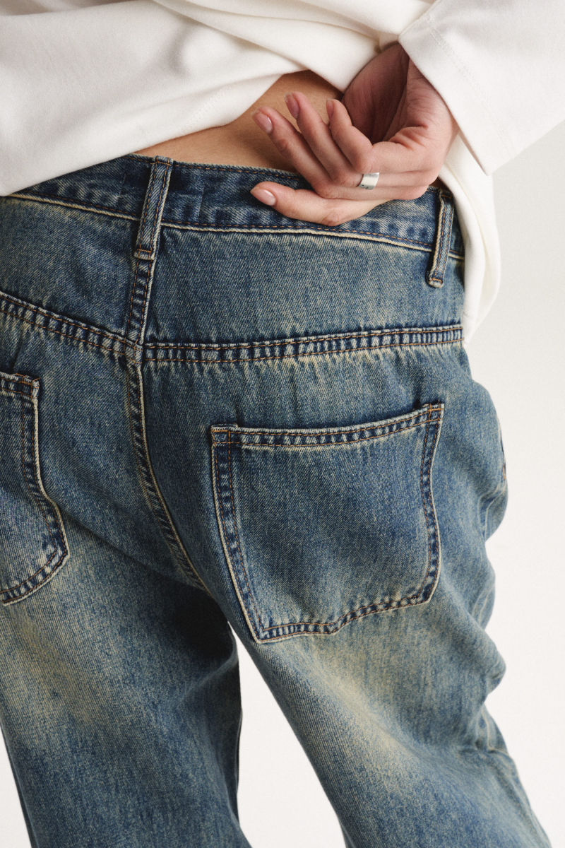 Джинсы прямые с разрезами SAGAS, цвет: синий,  купить онлайн