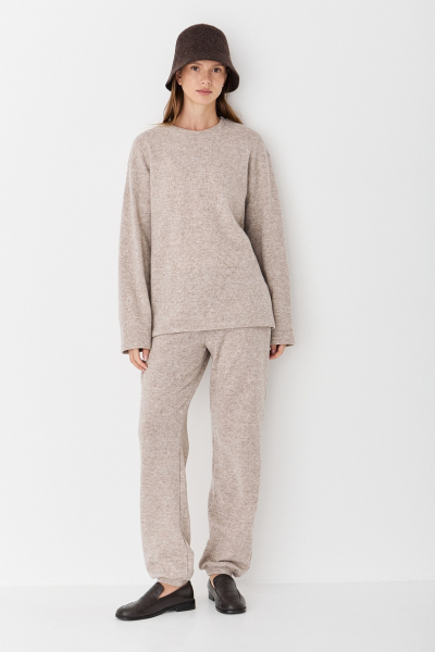 Свитшот из смесовой шерсти CL Ricoco, цвет: бежевый меланж, 7035/2 купить онлайн