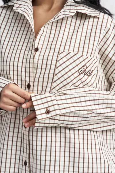 Рубашка в клетку Erist store, цвет: коричневый, НФ-00003484 купить онлайн