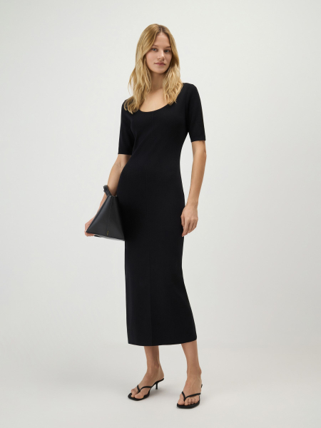 Трикотажное платье миди Conso, цвет: Черный, KDL 260716 - черный купить онлайн