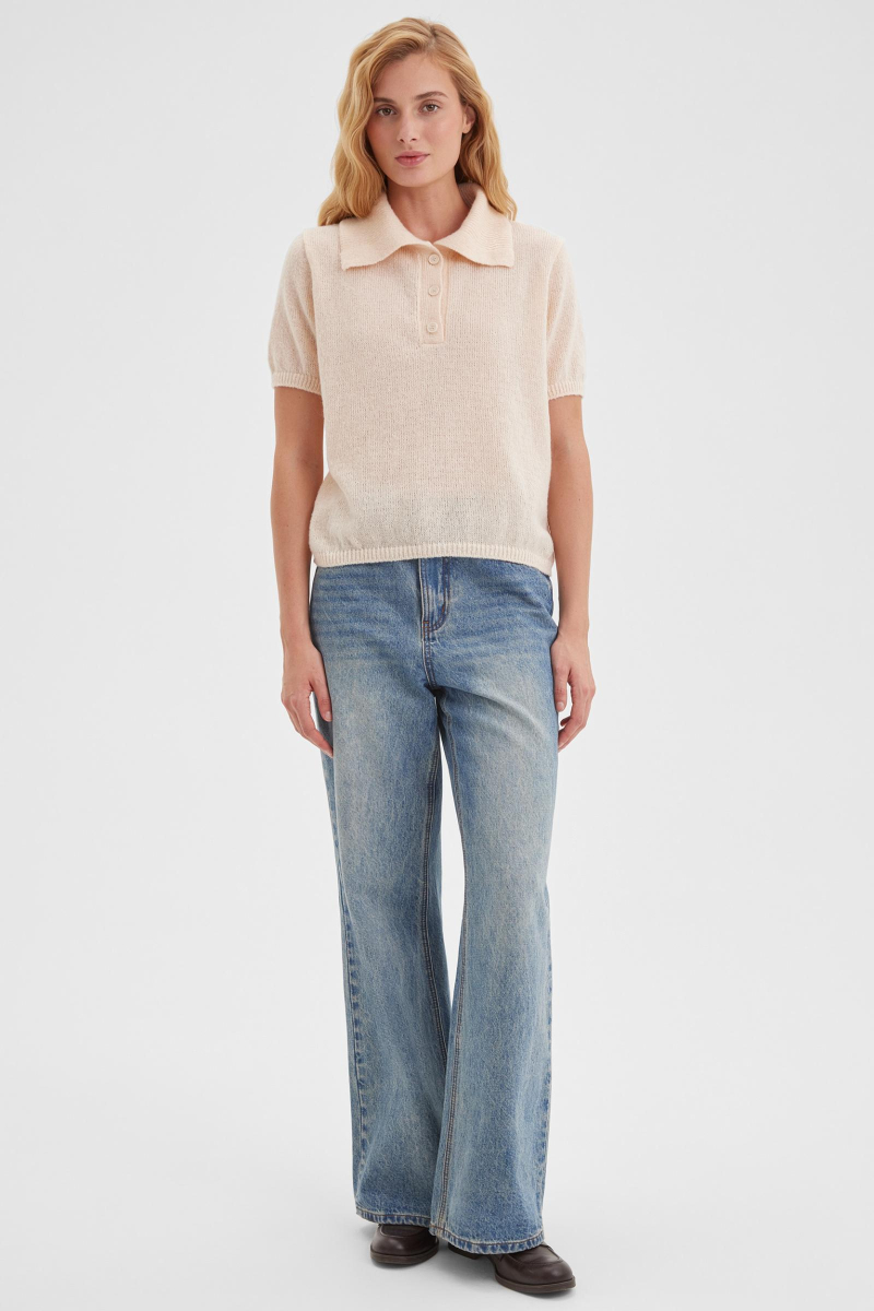 Поло ажурной вязки Charmstore, цвет: кремовый, 303-32781-112 купить онлайн