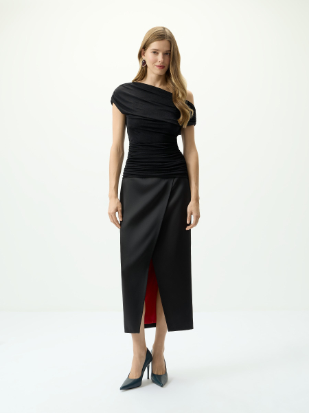 Топ с ассиметричными плечами Conso, цвет: Черный, PM 250976 - черный купить онлайн