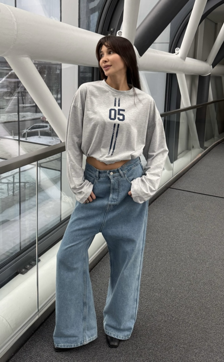 Лонгслив на кулисе 05 GREY Label .B, цвет: grey, Tp.03.5.41.1025GR купить онлайн