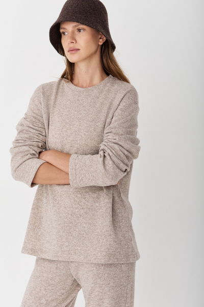 Свитшот из смесовой шерсти CL Ricoco, цвет: бежевый меланж, 7035/2 купить онлайн