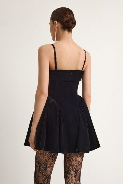 Бархатное платье с бантом TOPTOP, цвет: Черный, TT.010.18399.900 купить онлайн