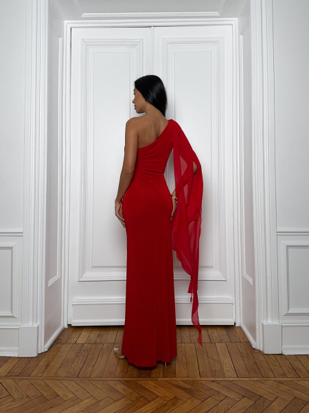 Платье со шлейфом на плече SODAMODA, цвет: красный, 16105 купить онлайн
