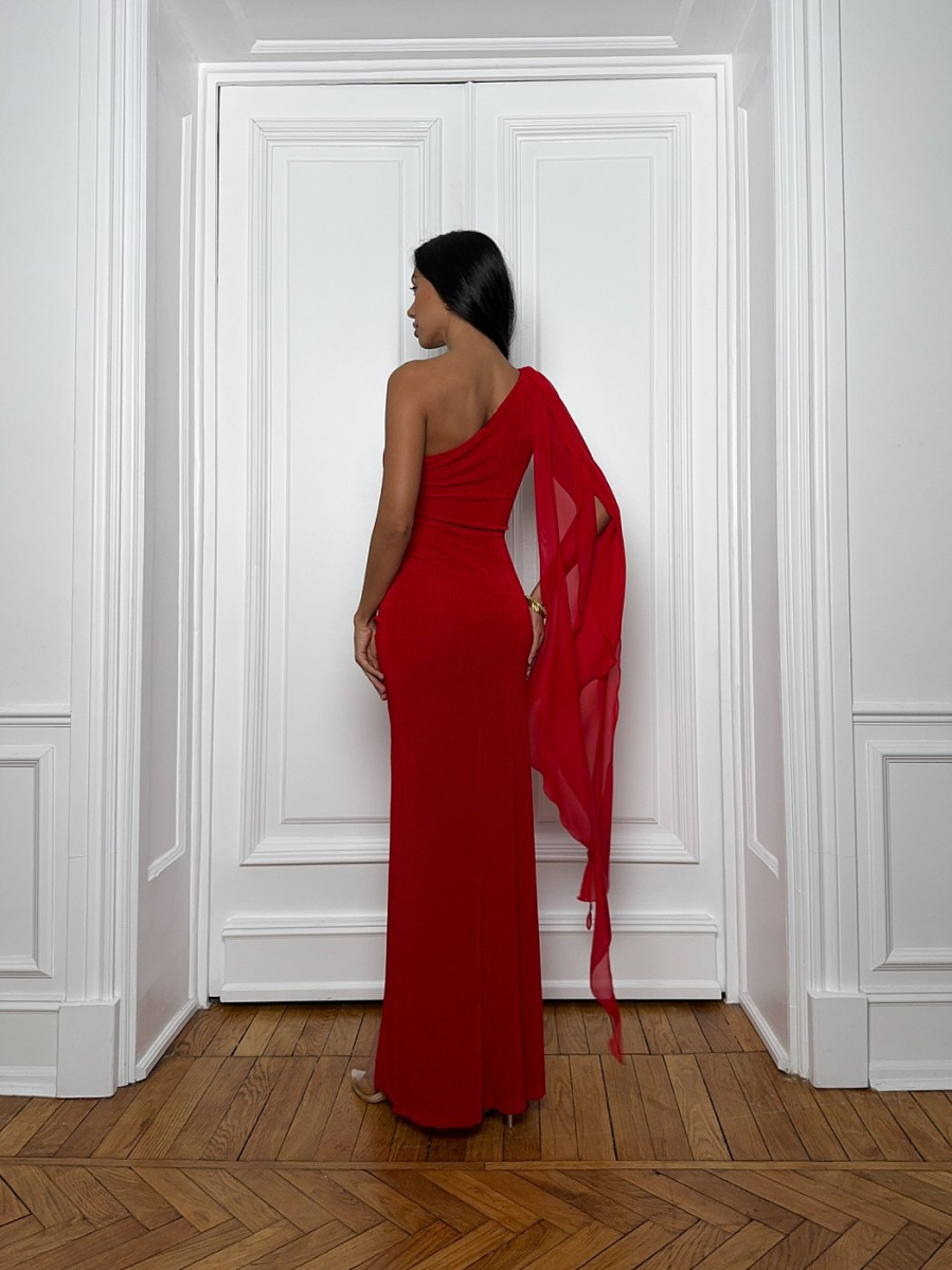 Платье со шлейфом на плече SODAMODA, цвет: красный, 16105 купить онлайн