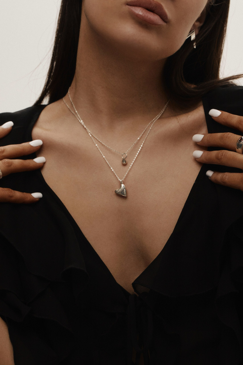 Колье сердце Nur Silver, цвет: серебро,  купить онлайн