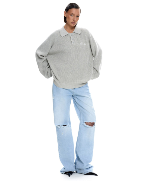 Вязаное поло Suborbia, цвет: серый меланж, 007125 купить онлайн