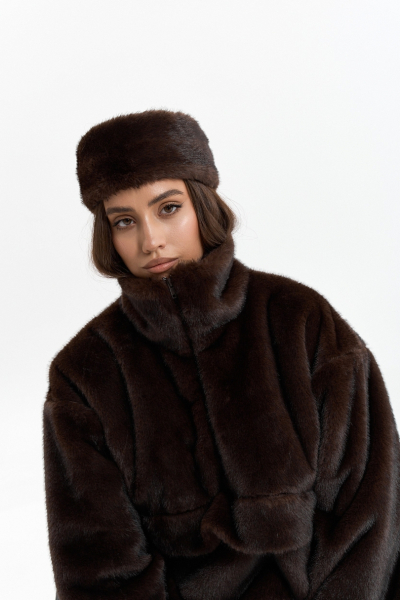 Анорак из искусственного меха норки Ricoco, цвет: коричневый, 7024/1 купить онлайн