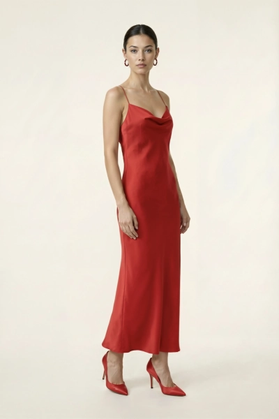 Платье комбинация с открытой спиной из атласа REFERT, цвет: красный, 08-2897/4-2511 купить онлайн