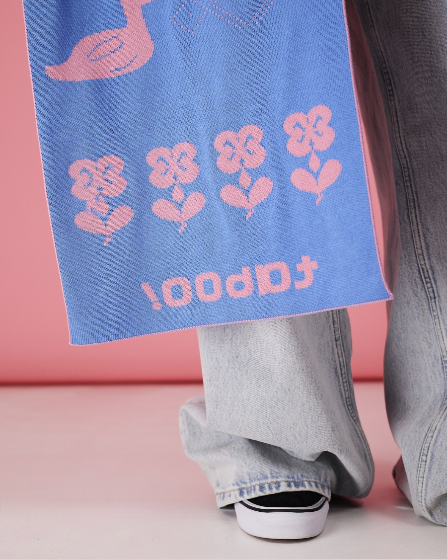 Двухсторонний шарф голубо-розовый TABOO, цвет: голубой Scarf02 купить онлайн