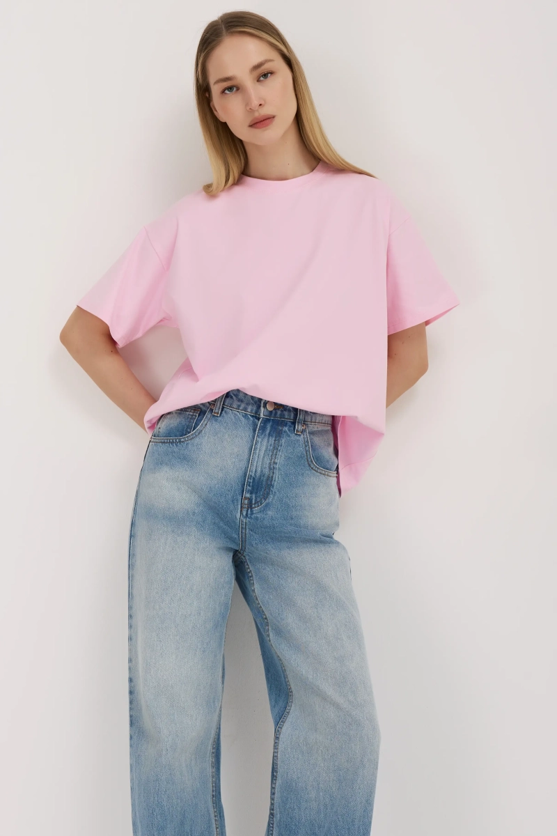 Футболка в расслабленном стиле Ricoco, цвет: розовый, 3059/3 купить онлайн