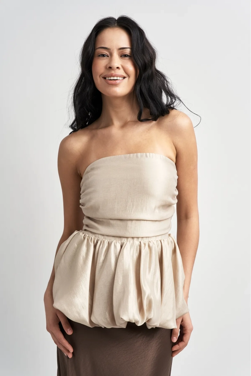 Топ-корсет с баской из органзы