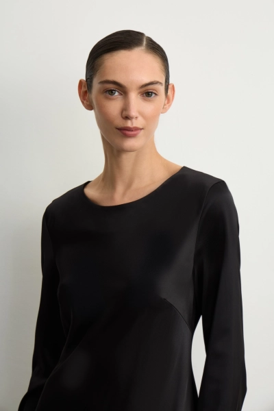 Платье из атласа расклешенного силуэта Mollis, цвет: Черный, 12-09-2491/6 купить онлайн