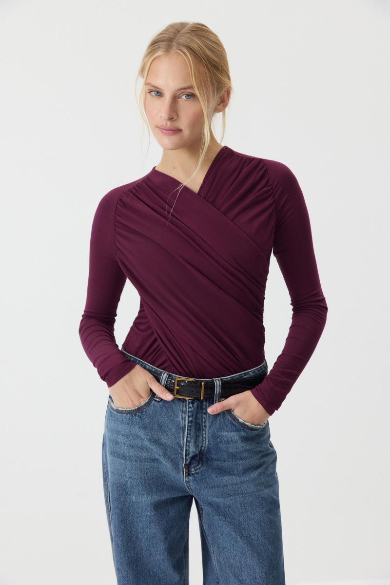 Боди с драпировкой Charmstore, цвет: сливовый, 218-43365-680 купить онлайн