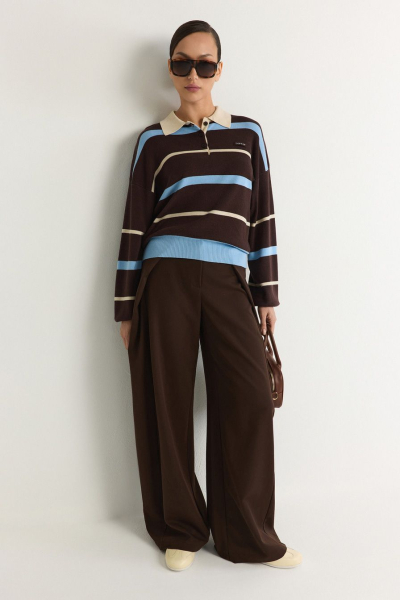 Джемпер с принтом «полоска» TOPTOP, цвет: коричневый с принтом, TT.050.19215.701 купить онлайн