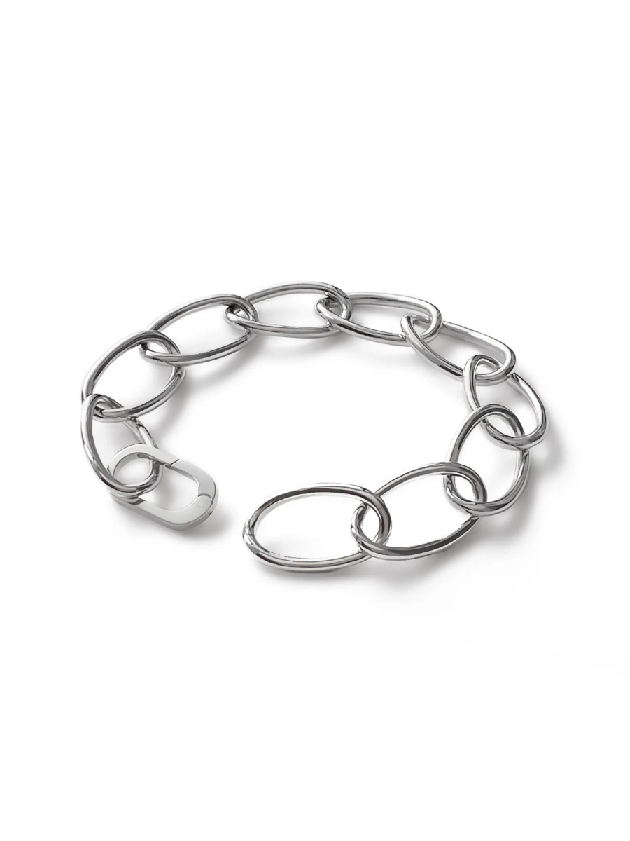 Серебряный массивный браслет «ДНК»