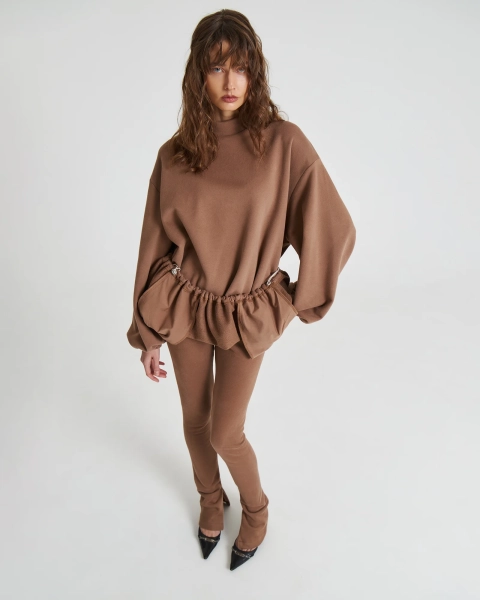 Брюки SLIM FIT с эффектом велюра NUT Anmuse, цвет: коричневый,  купить онлайн