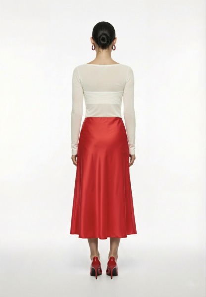 Юбка миди из атласа REFERT, цвет: красный, 07-2541/12-2511 купить онлайн
