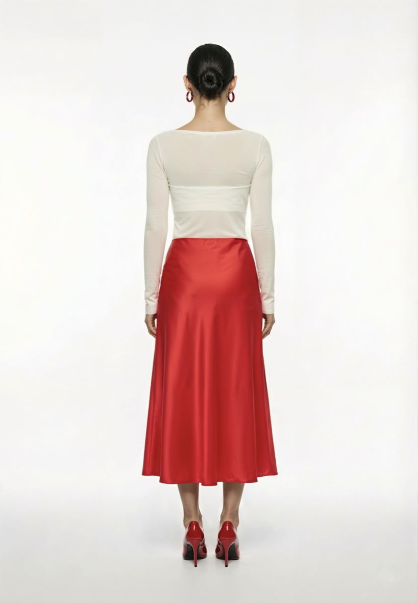 Юбка миди из атласа REFERT, цвет: красный, 07-2541/12-2511 купить онлайн