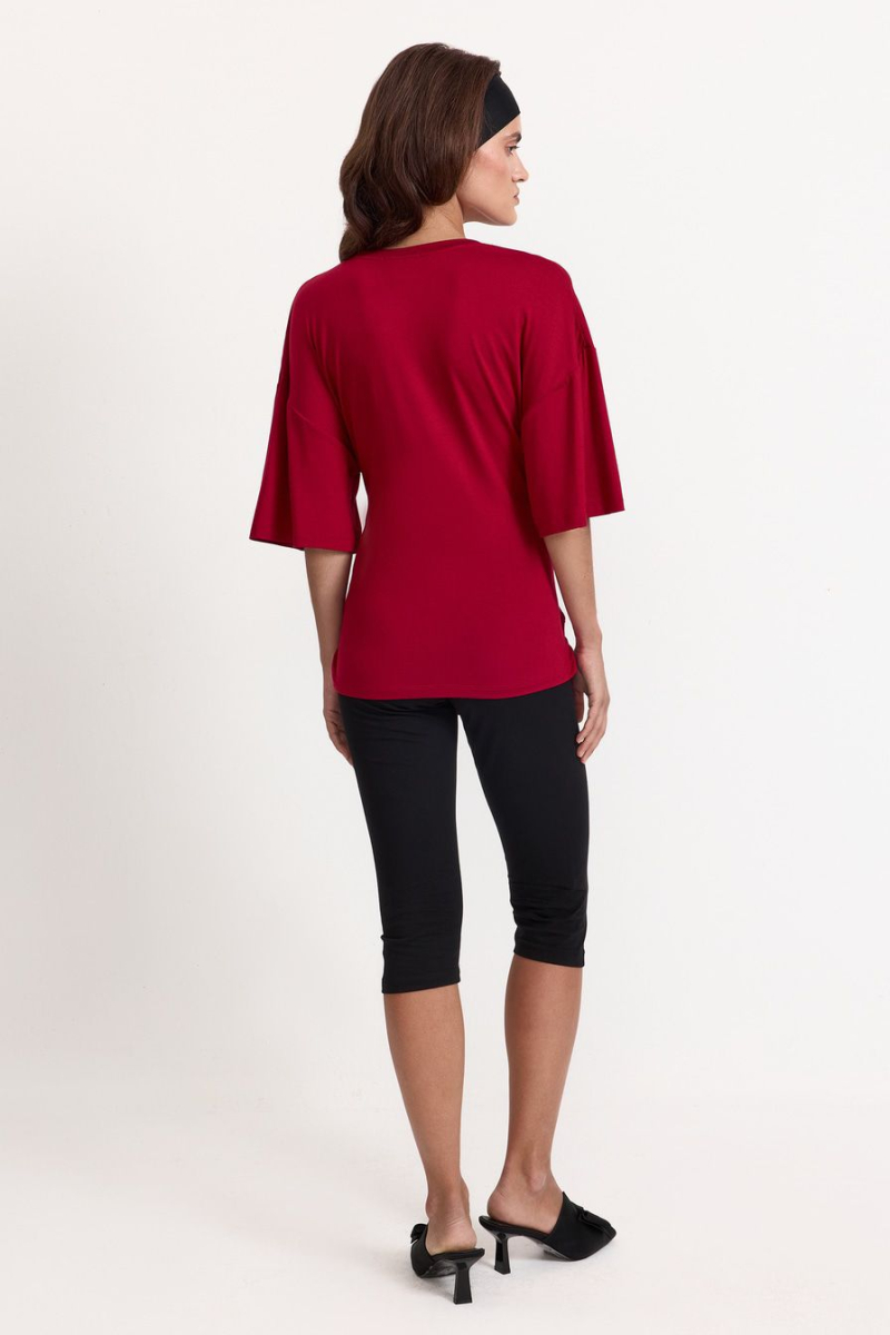 Футболка из смесовой вискозы TOPTOP, цвет: Бордовый, TT.027.18060.330.05287 купить онлайн