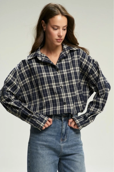 Рубашка Oversized в клетку Dark Blue