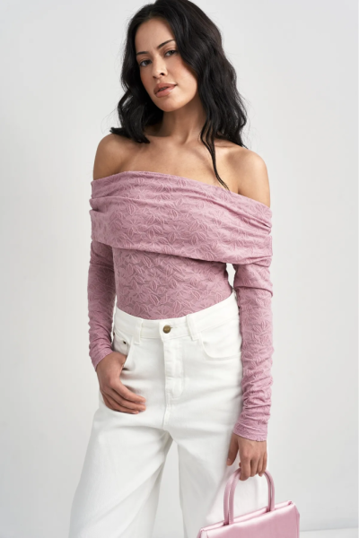 Лонгслив ажурный в цвете Розовый