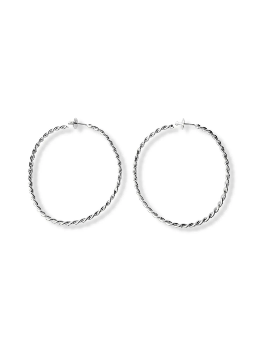 Серебряные серьги-косы мини