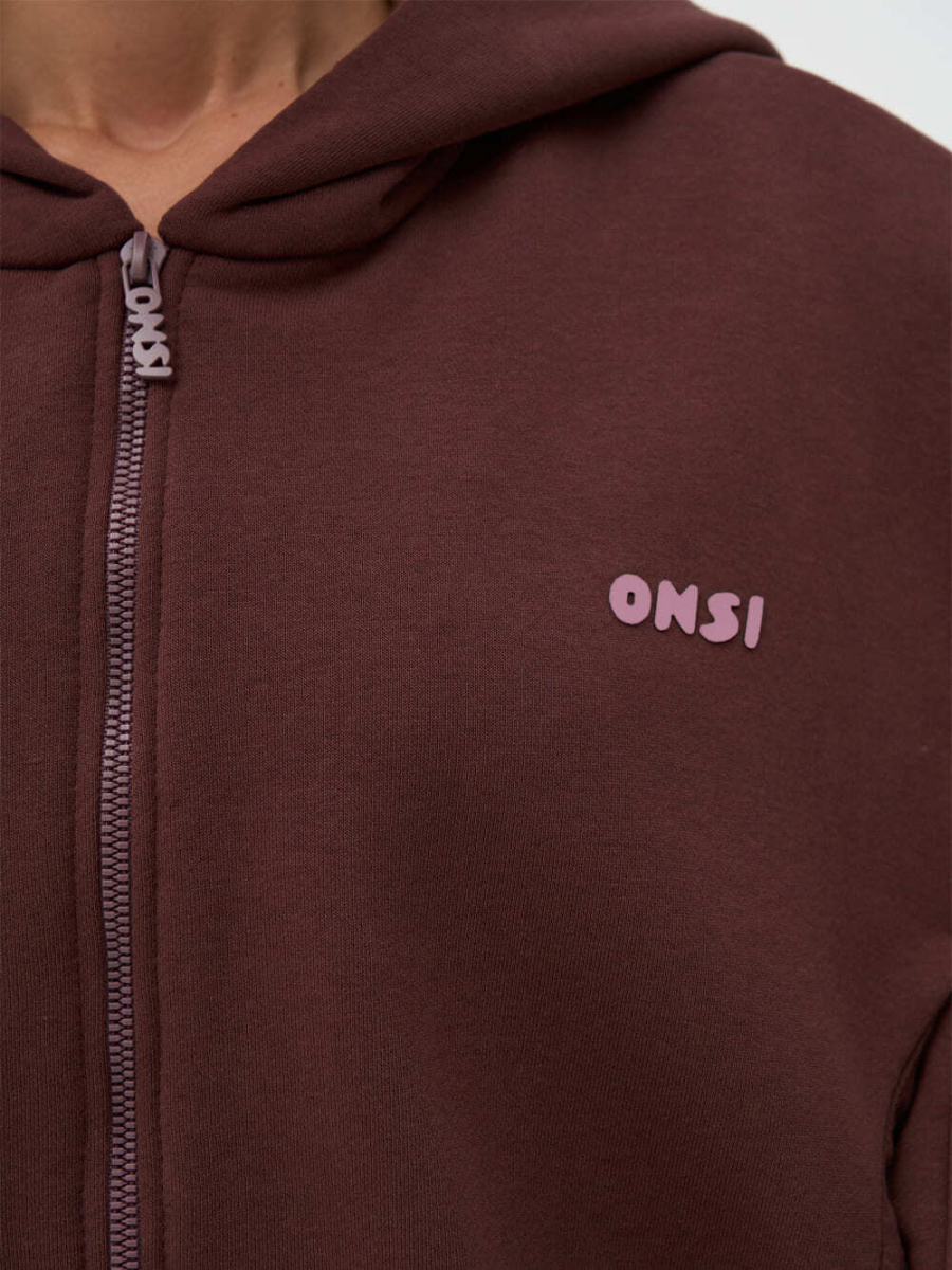 Худи на молнии ONSI, цвет: шоколад,  купить онлайн