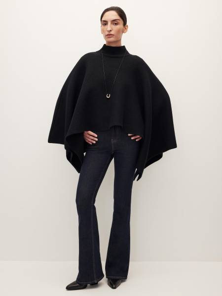 Пончо из шерсти мериноса Chaika, цвет: Черный, AW25PC01-09 купить онлайн