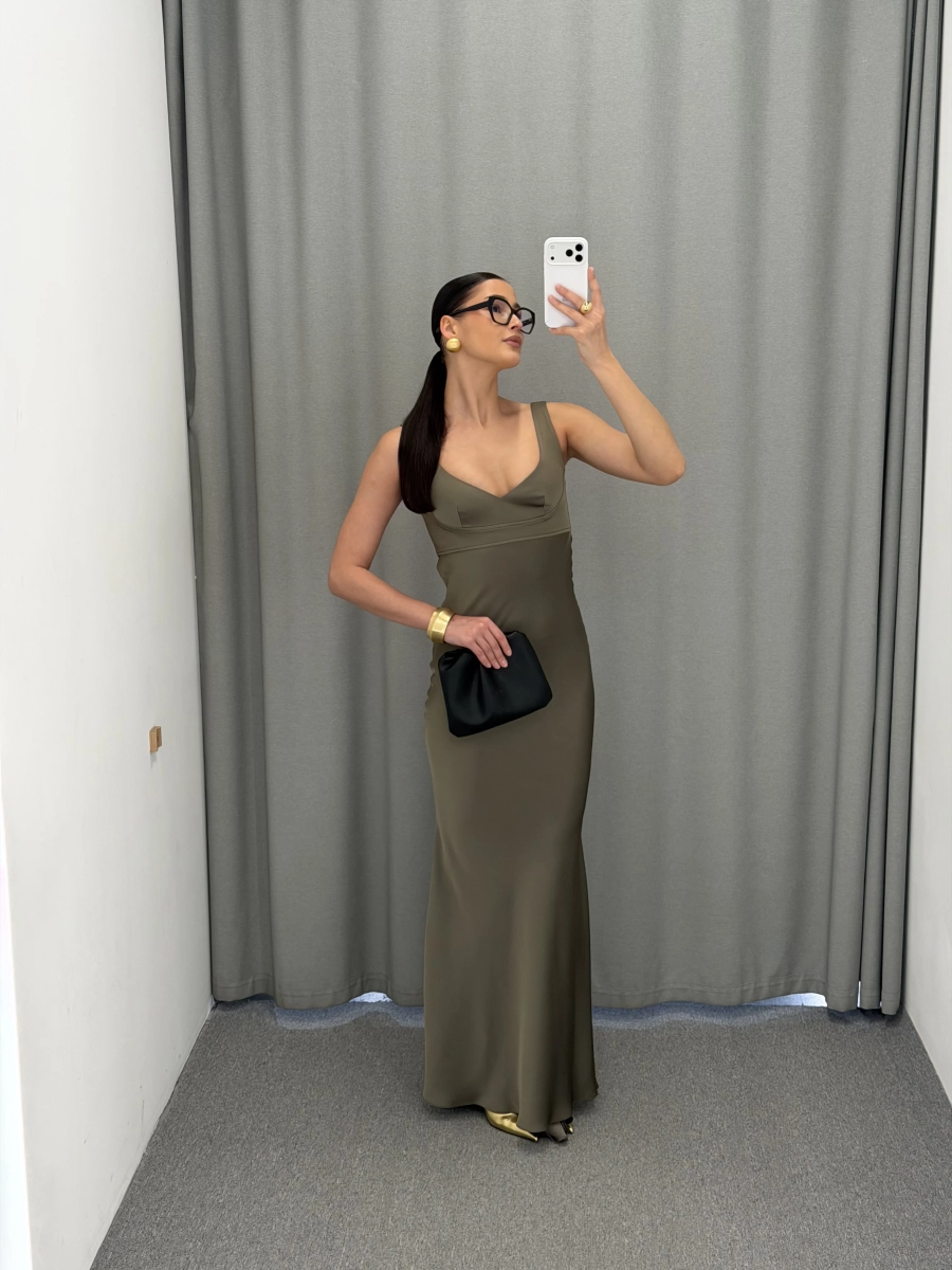 Сарафан в пол с открытой спиной MUSE ME, цвет: оливковый, D059 купить онлайн