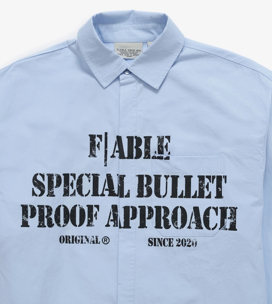 Рубашка «Пуленепробиваемый» F | ABLE, цвет: голубой, SHRT-FBL-BLLTPRF-BL купить онлайн