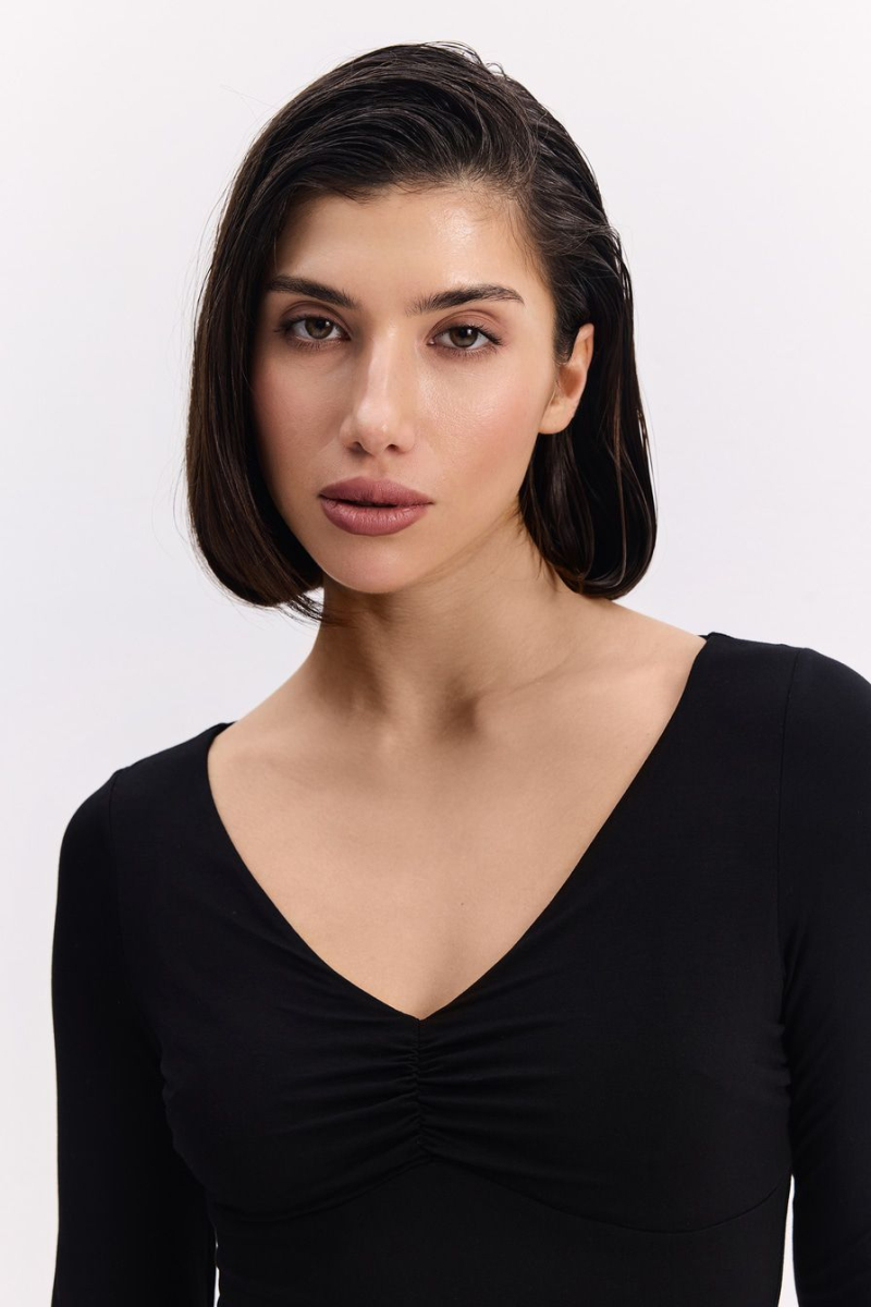 Боди из смесовой вискозы TOPTOP, цвет: Черный, TT.023.16910.900 купить онлайн