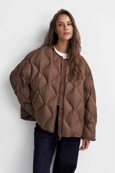 Куртка стеганная пух-перо ERISTSTORE, цвет: коричневый, НФ-00004101 купить онлайн