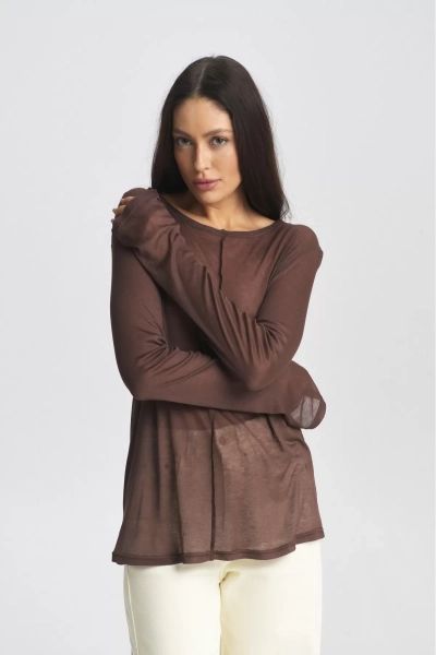 Лонгслив полупрозрачный Brown Erist store, цвет: коричневый НФ-00002361 |новая коллекция купить онлайн