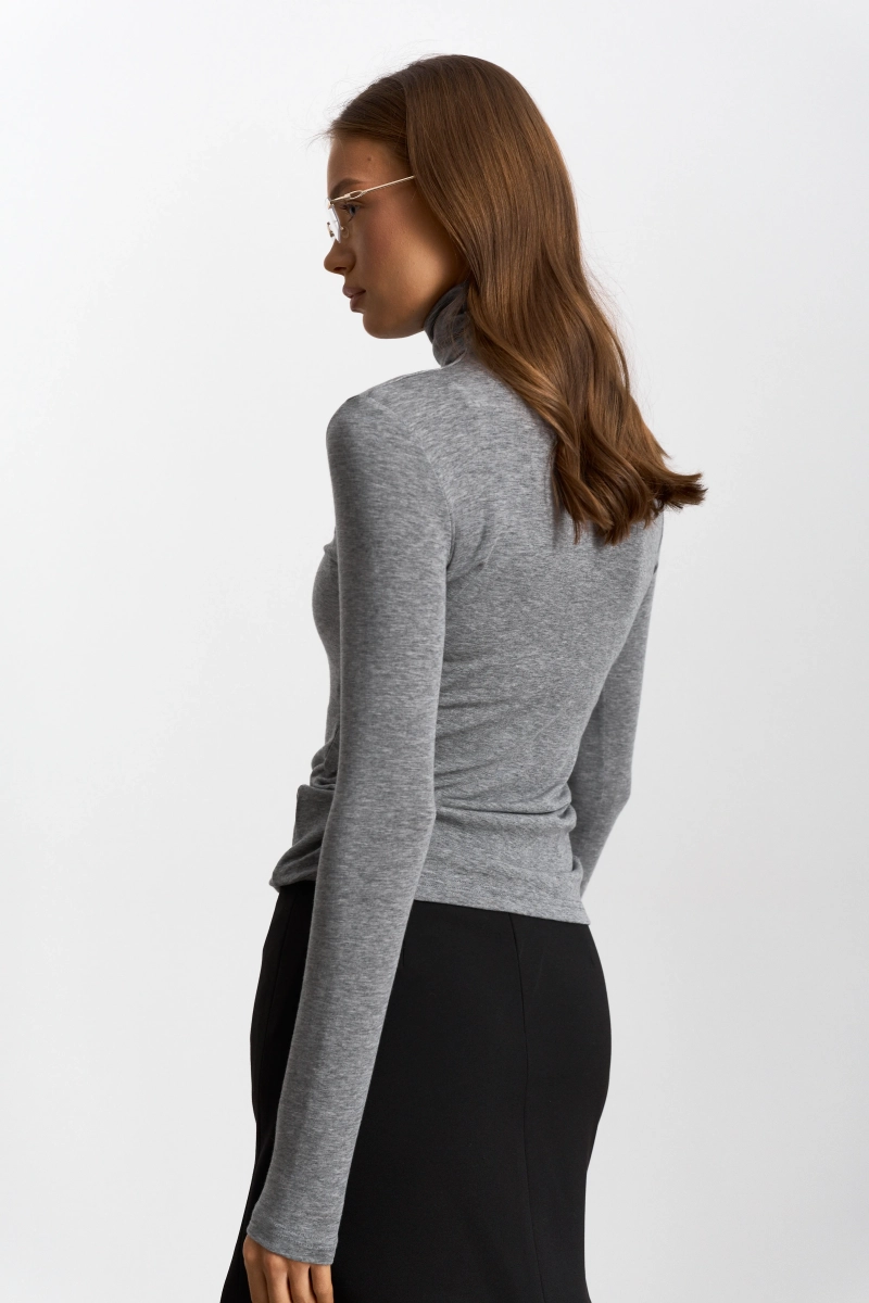 Водолазка из тенсела и шерсти Ricoco, цвет: серый меланж, 6090/3 купить онлайн