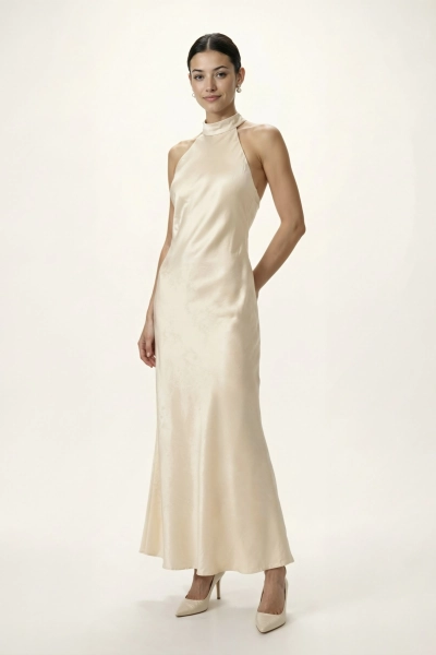Платье макси из жатого сатина REFERT, цвет: Сливочный, 08-3958/1-2511 купить онлайн