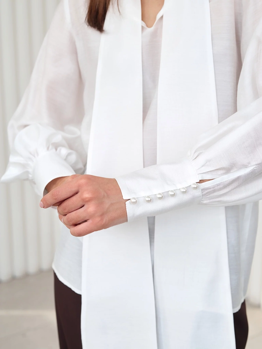 Блуза воздушная с бантом I.B.W., цвет: молочный, BL031 купить онлайн