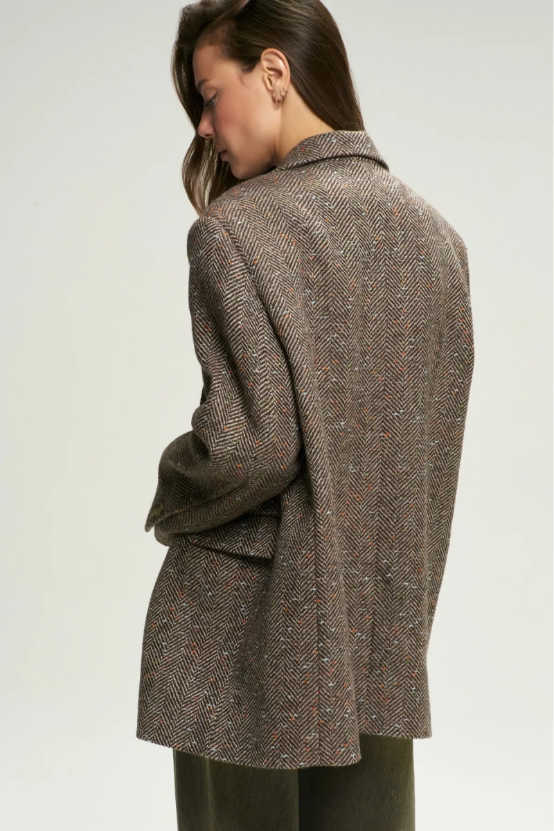 Пальто-жакет "Ёлочка" с мушкой Brown Erist store, цвет: коричневый, НФ-00002560 купить онлайн