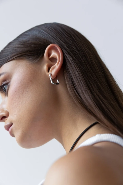Серебряные серьги  «Слияние» Мини