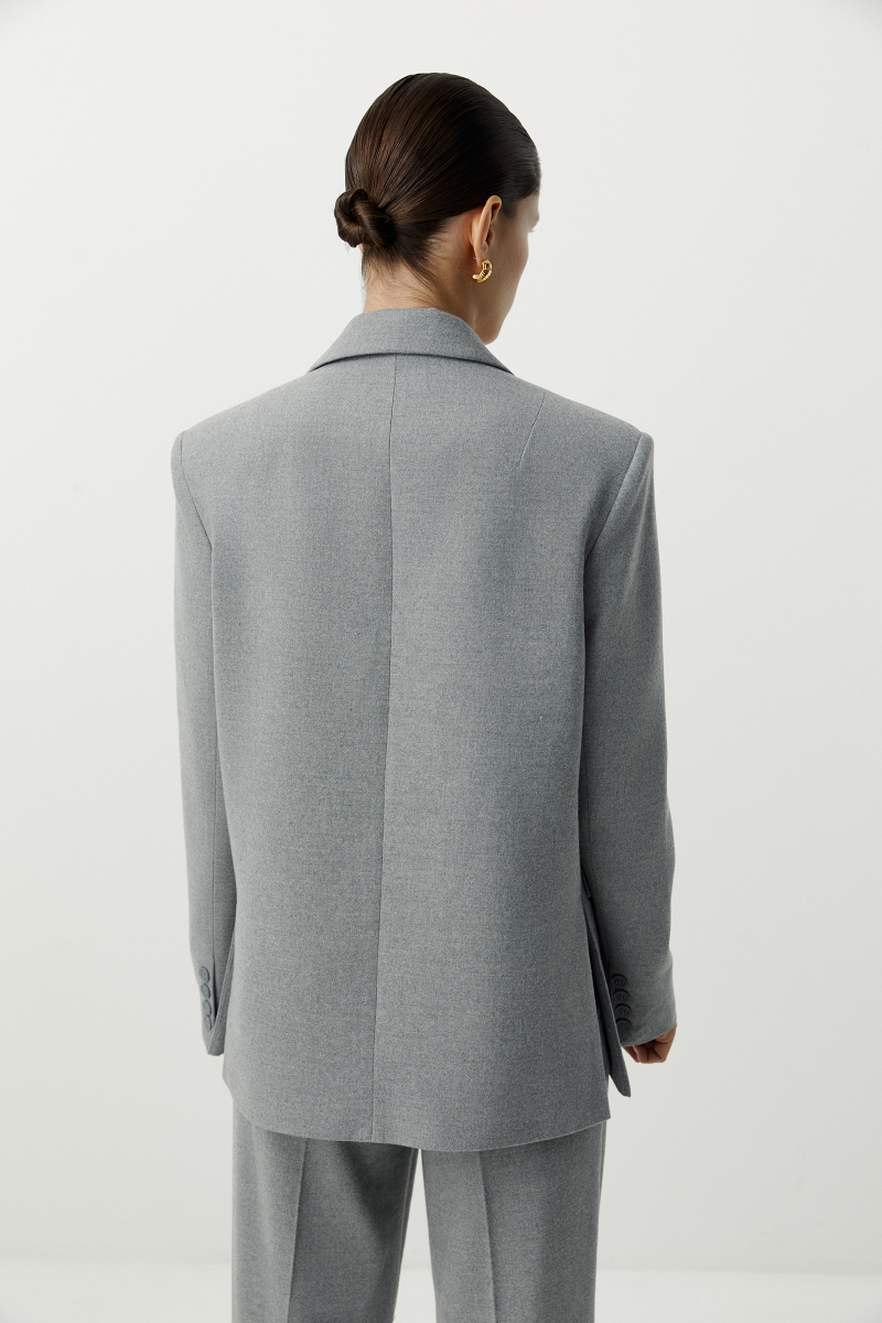 Пиджак оверсайз с боковыми разрезами из костюмной ткани Charmstore, цвет: серый меланж, 109-19535-889 купить онлайн